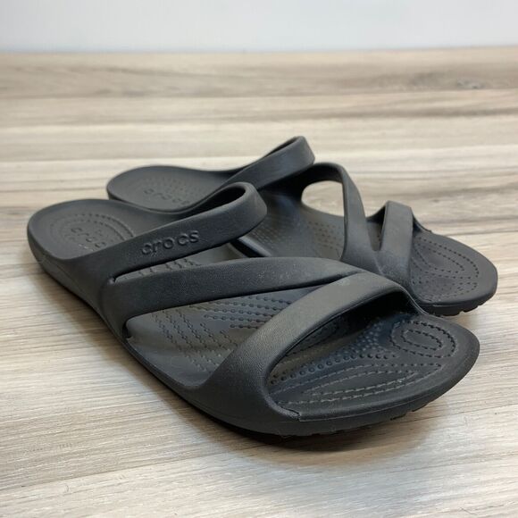 Crocs Shoes - Crocs Swiftwater Sandals Womens Black Strappy Slip On Slides Comfort Sz 7